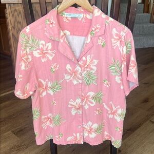 Silk Pink Floral Hawaiian Style Shirt